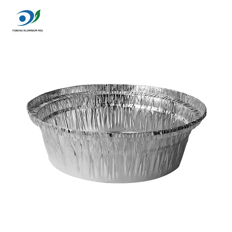 गोल एयर फ्रायर खानपान चांदी एल्यूमीनियम पन्नी कंटेनर गोल एयर फ्रायर खानपान चांदी एल्यूमीनियम पन्नी कंटेनर