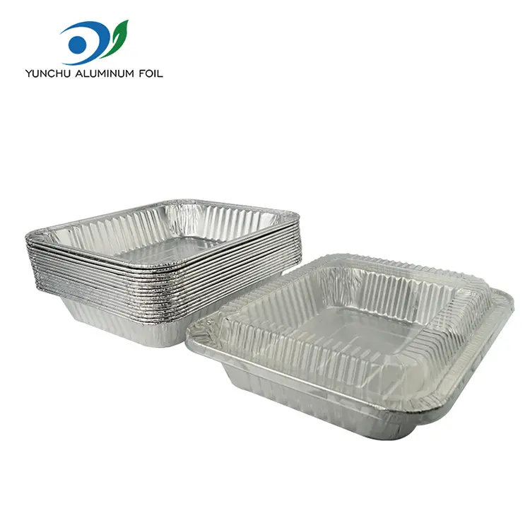 आयताकार takeaway टर्की प्लेट चांदी एल्यूमीनियम पन्नी कंटेनर