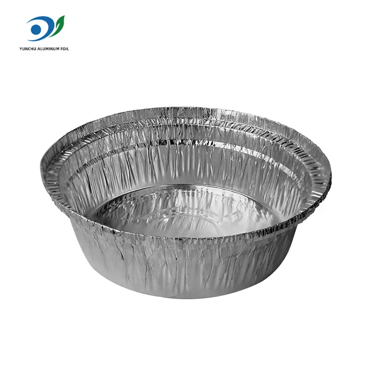 गोल एयर फ्रायर खानपान चांदी एल्यूमीनियम पन्नी कंटेनर