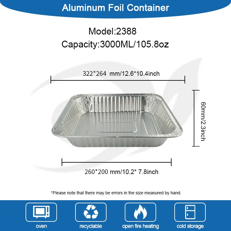 आयताकार takeaway टर्की प्लेट चांदी एल्यूमीनियम पन्नी कंटेनर