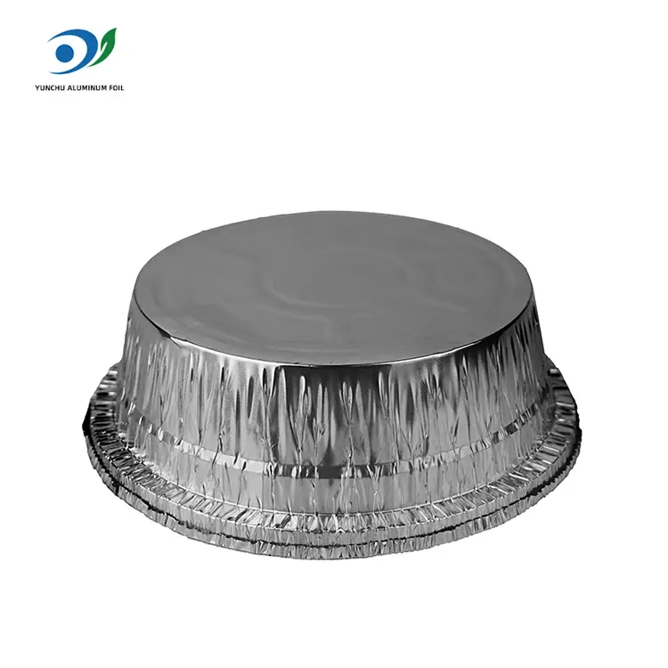 गोल एयर फ्रायर खानपान चांदी एल्यूमीनियम पन्नी कंटेनर