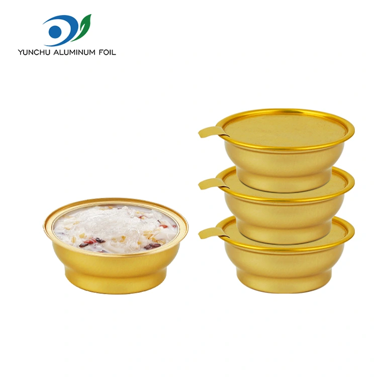 डिस्पोजेबल गोल टेकअवे बॉक्स छोटा सुनहरा कटोरा एल्यूमीनियम फॉयल कंटेनर डिस्पोजेबल गोल टेकअवे बॉक्स छोटा सुनहरा कटोरा एल्यूमीनियम फॉयल कंटेनर