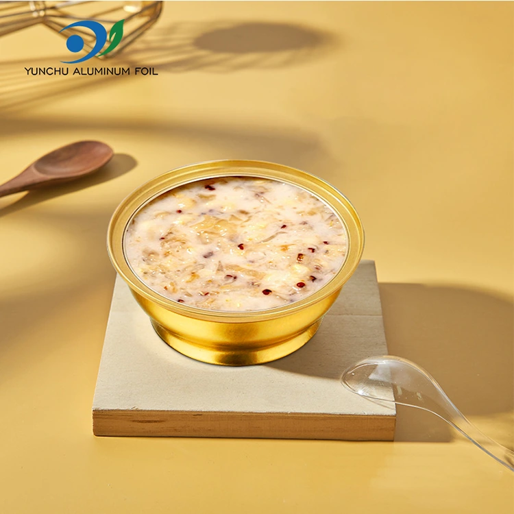 डिस्पोजेबल गोल टेकअवे बॉक्स छोटा सुनहरा कटोरा एल्यूमीनियम फॉयल कंटेनर