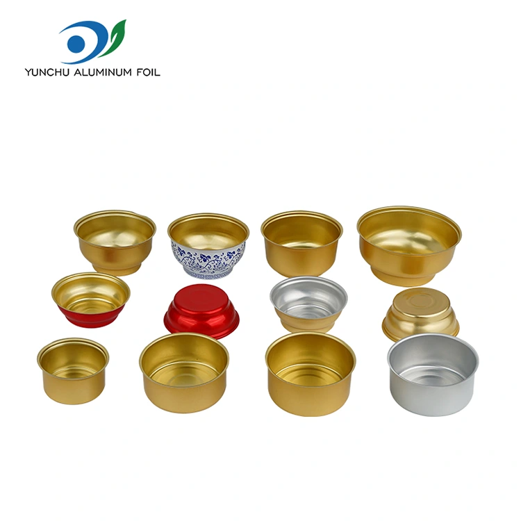 डिस्पोजेबल गोल टेकअवे बॉक्स छोटा सुनहरा कटोरा एल्यूमीनियम फॉयल कंटेनर