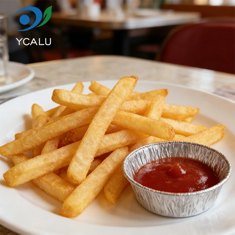 डिस्पोजेबल सिल्वर राउंड डिप एयर फ्रायर सिल्वर एल्युमिनियम फॉयल फूड कंटेनर