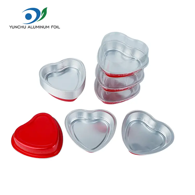 दिल के आकार का केक बेकिंग स्मूथवॉल एल्यूमीनियम पन्नी कंटेनर