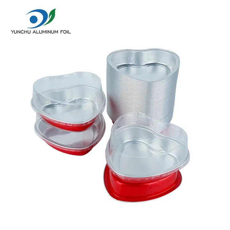 दिल के आकार का केक बेकिंग स्मूथवॉल एल्यूमीनियम पन्नी कंटेनर