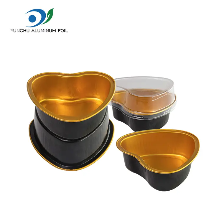 दिल के आकार का रोस्ट स्मूथवॉल एल्यूमीनियम पन्नी कंटेनर