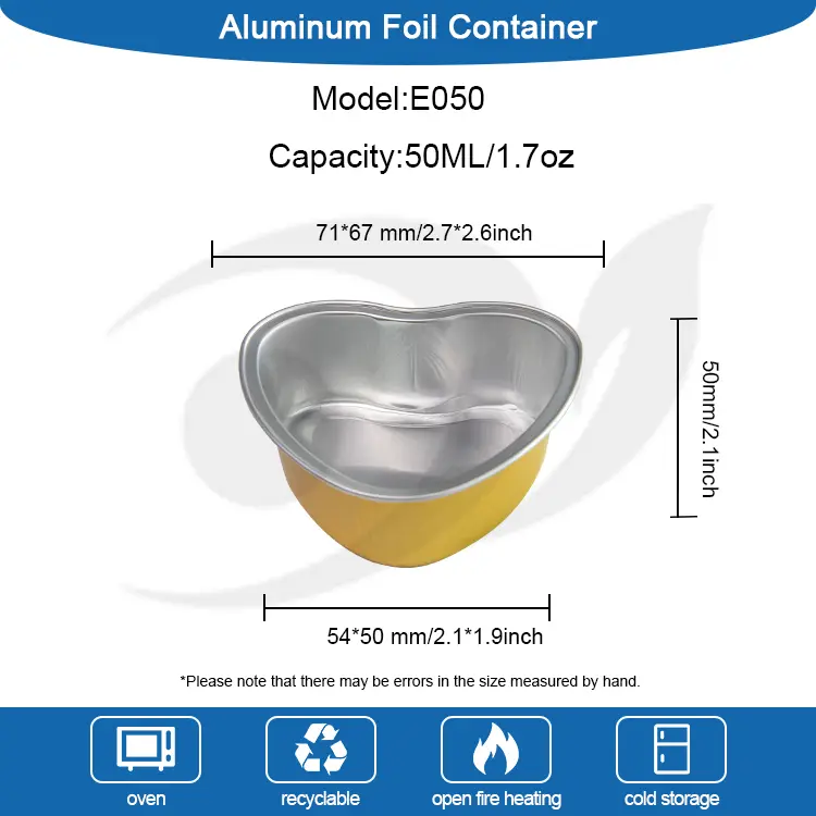 दिल के आकार का रोस्ट स्मूथवॉल एल्यूमीनियम पन्नी कंटेनर