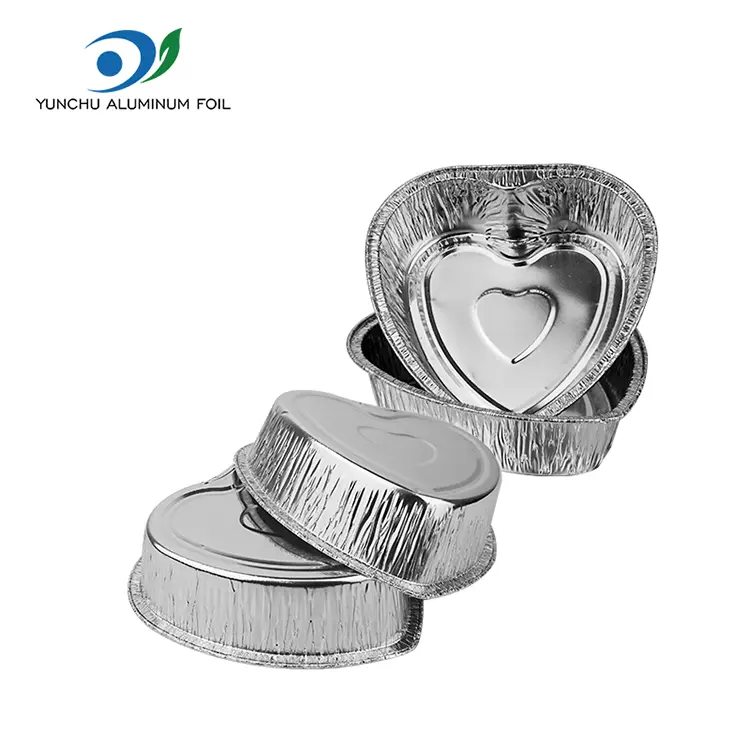 दिल के आकार का takeaway केक सिल्वर एल्यूमीनियम पन्नी कंटेनर