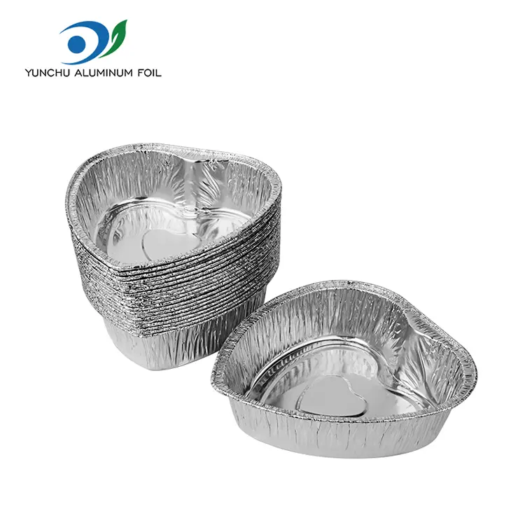 दिल के आकार का takeaway केक सिल्वर एल्यूमीनियम पन्नी कंटेनर
