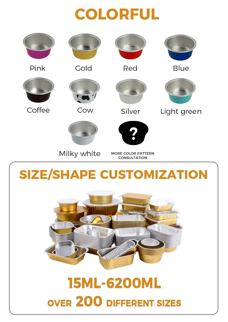 Colored round roast Smoothwall Aluminum Foil Containers