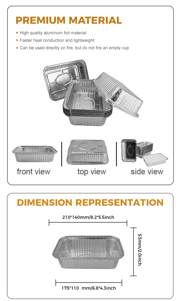 Round air fryer grill Silver Aluminum Foil Food Container