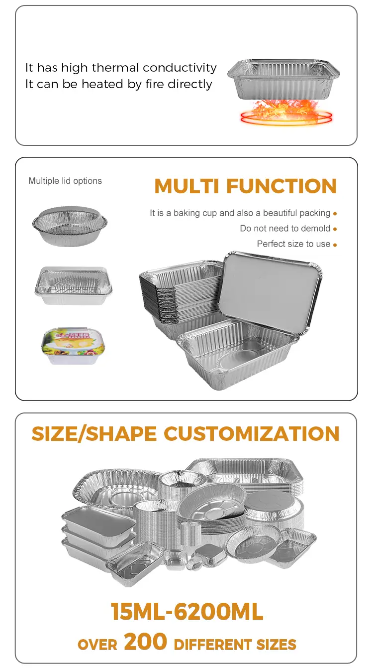 Rectangular air fryer Silver Aluminum Foil Containers