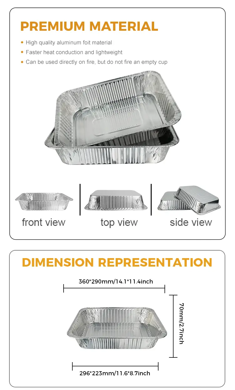 Disposable barbecue takeaway Silver Aluminum Foil Containers