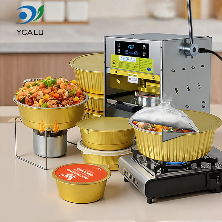 गोल्ड एल्युमिनियम फॉयल कंटेनर के साथ मैनुअल हीट सीलिंग मशीन गोल्ड एल्युमिनियम फॉयल कंटेनर के साथ मैनुअल हीट सीलिंग मशीन