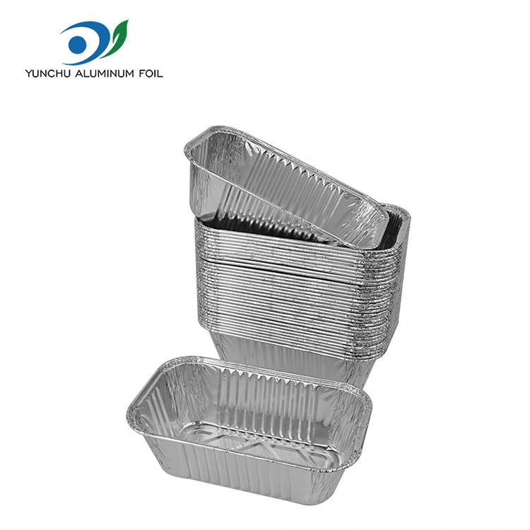 आयताकार एयर फ्रायर ग्रिल सिल्वर एल्यूमीनियम पन्नी कंटेनर