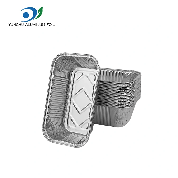 आयताकार एयर फ्रायर ग्रिल सिल्वर एल्यूमीनियम पन्नी कंटेनर