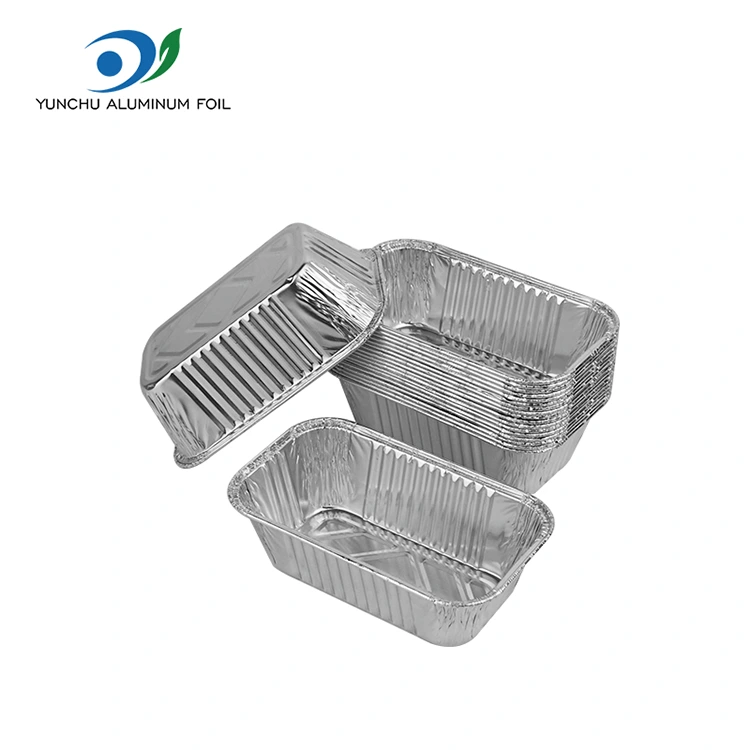 आयताकार एयर फ्रायर ग्रिल सिल्वर एल्यूमीनियम पन्नी कंटेनर