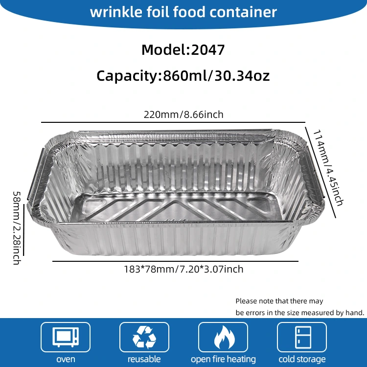 आयताकार बारबेक्यू मोटा चांदी एल्यूमीनियम पन्नी कंटेनर