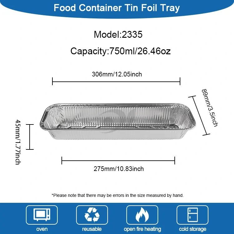 आयताकार ब्रेड ट्रे बेकिंग सिल्वर एल्यूमीनियम पन्नी कंटेनर