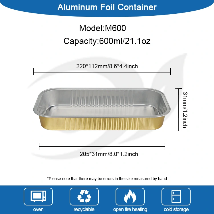आयताकार गोल्डन बेक स्मूथवॉल एल्युमिनियम फॉयल कंटेनर