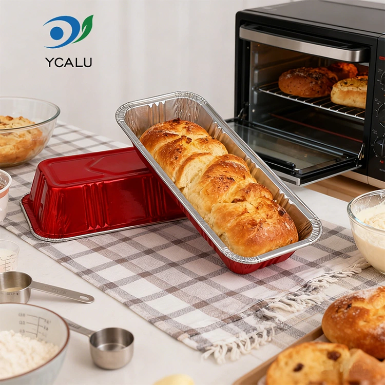 आयताकार लाल बेकरी कैटरिंग सिल्वर एल्युमिनियम फॉयल कंटेनर