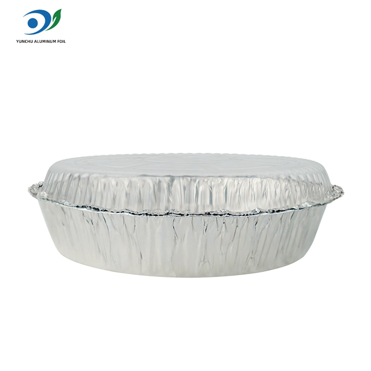 गोल एयर फ्रायर हॉट पॉट सिल्वर एल्यूमीनियम पन्नी फूड कंटेनर