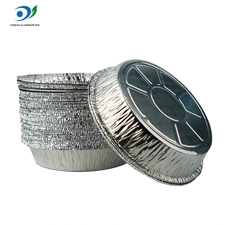 गोल एयर फ्रायर हॉट पॉट सिल्वर एल्यूमीनियम पन्नी फूड कंटेनर