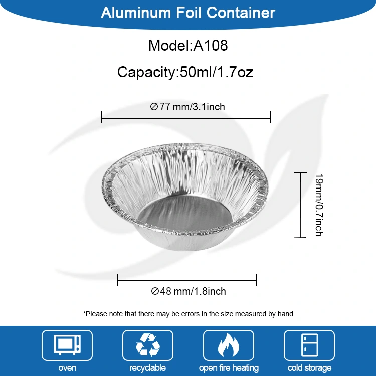 स्नैक्स सिल्वर एल्यूमीनियम पन्नी फूड कंटेनर के लिए राउंड एग टार्ट