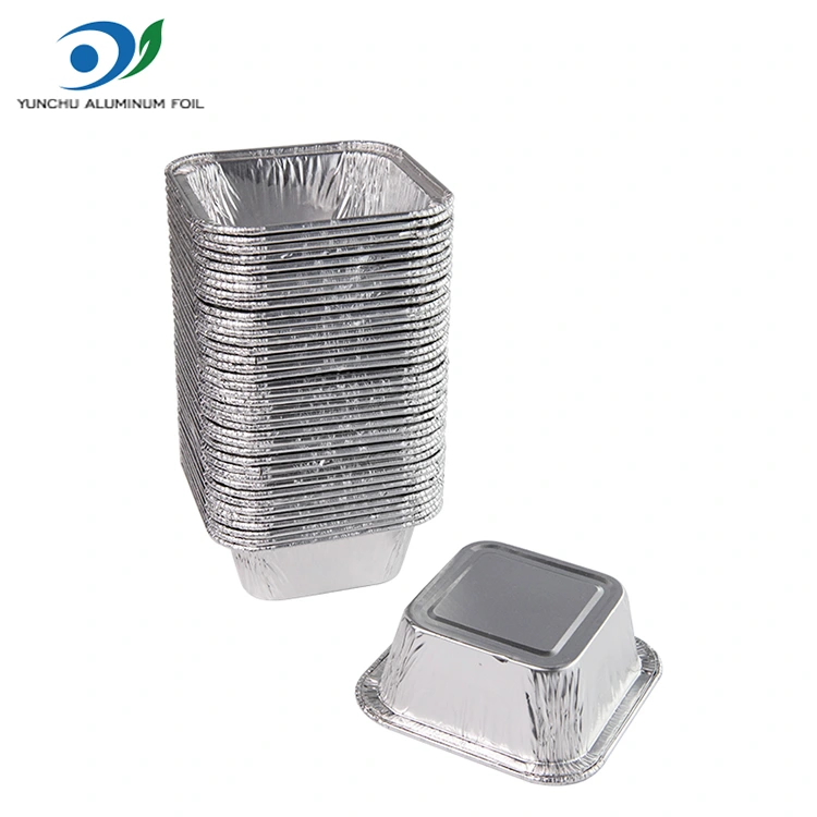 स्क्वायर एयर फ्रायर सिल्वर एल्यूमीनियम पन्नी कंटेनर