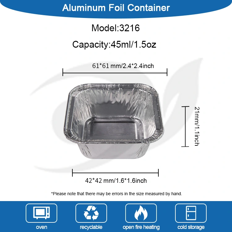 स्क्वायर एयर फ्रायर सिल्वर एल्यूमीनियम पन्नी कंटेनर