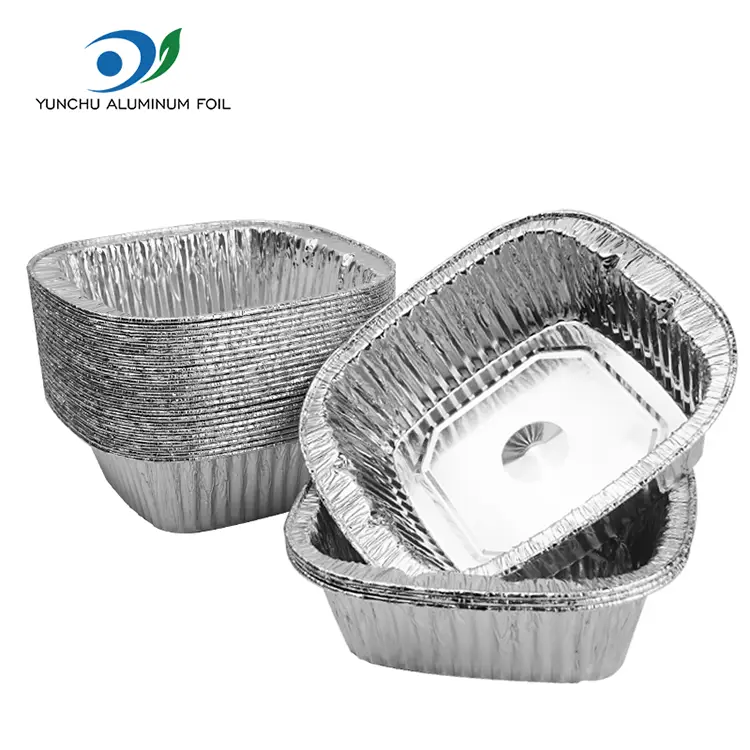 स्क्वायर सिल्वर टेकअवे पैकिंग एल्यूमीनियम पन्नी कंटेनर